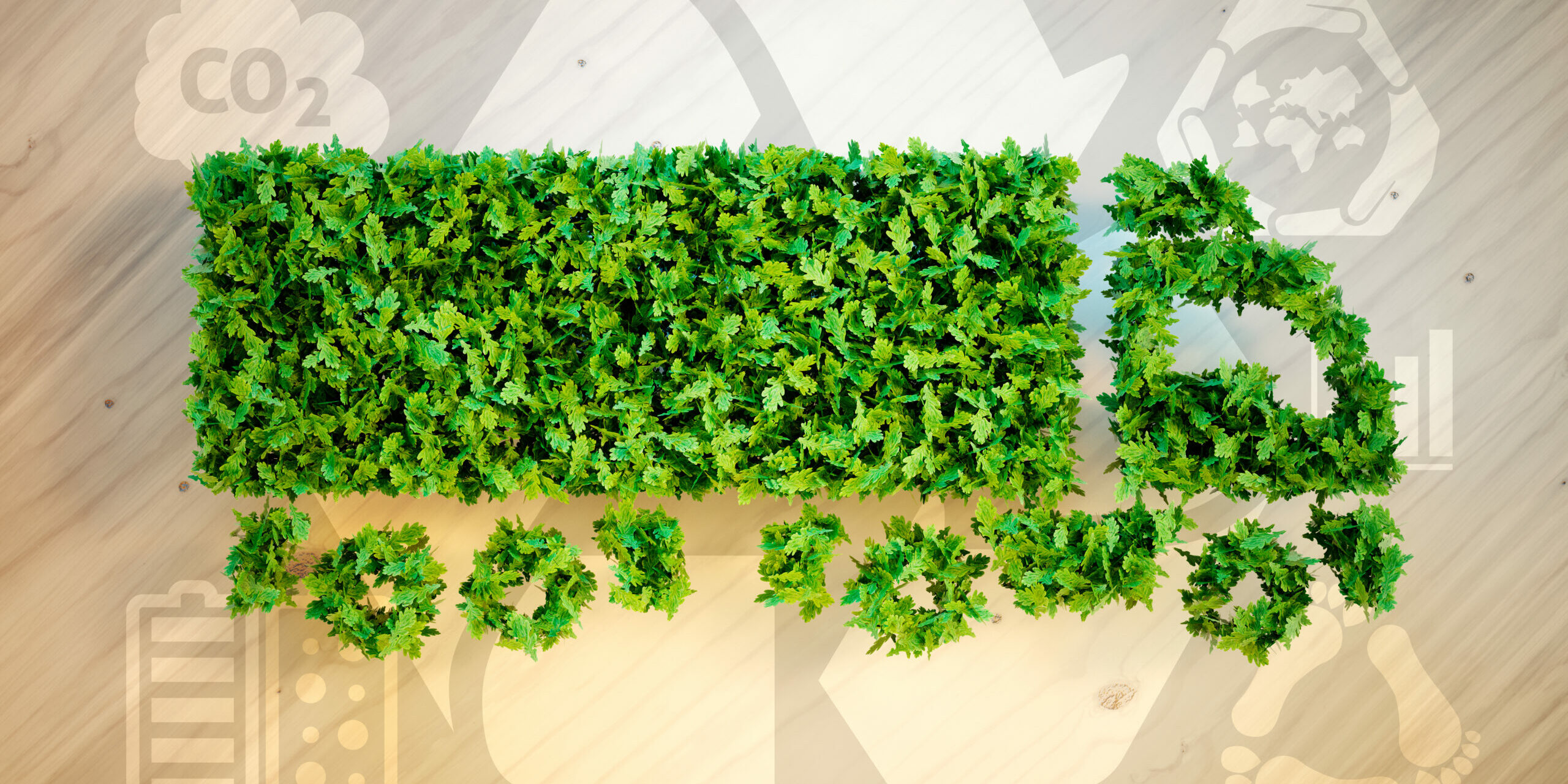 concetto-di-logistica-di-ecologia-illustrazione-3d-di-un-camion-verde-sulla-scrivania-in-legno-con-relative-icone-di-ecologia